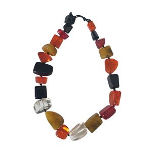 N0378 - RESIN NECKLACE LARGE STONES SHORT "NATURE" 55CM