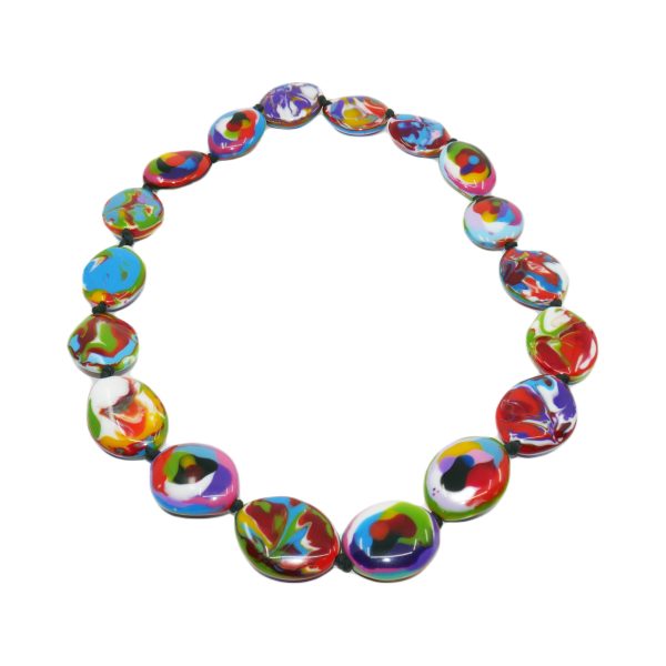N3750 - RESIN NECKLACE SMALL RIVERSTONES "KATHY" 70CM