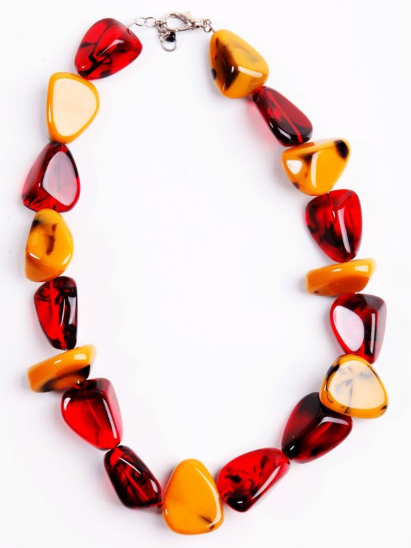 N0061 - RESIN NECKLACE FLINSTONE BONE "DIAMONDS" 55CM