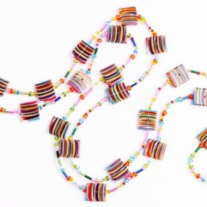 N0332 - RESIN NECKLACE LIQUORICE FLAT SQUARES LONG "ROSA" 110CM