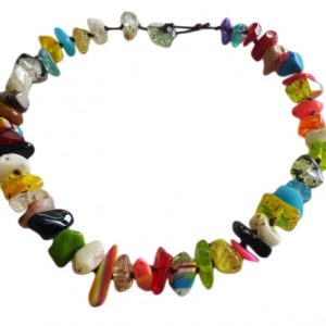 N0500 - RESIN NECKLACE RECICLED SMALL STONES "TRIBAL" 50CM