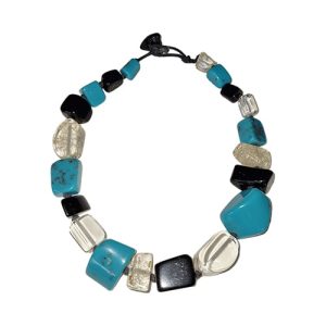 N0378 - RESIN NECKLACE LARGE STONES SHORT "NATURE" 55CM