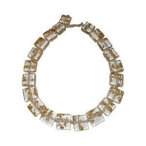 N0789 - RESIN NECKLACE HALF LIQUORICE RECTANGLE "GALA" 65CM