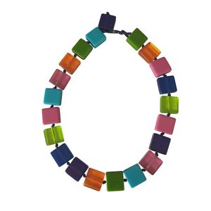 N0789 - RESIN NECKLACE HALF LIQUORICE RECTANGLE "GALA" 65CM