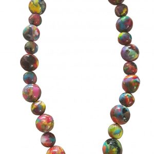 N2694 - RESIN NECKLACE LARGE SPHERE LONG "ABSTRACT" 75CM