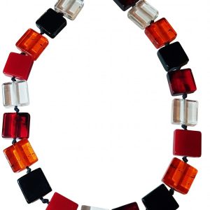 N0789 - RESIN NECKLACE HALF LIQUORICE RECTANGLE "GALA" 65CM