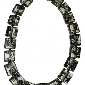 N0789 - RESIN NECKLACE HALF LIQUORICE RECTANGLE "GALA" 65CM