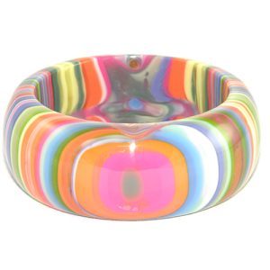 B2444 - RESIN BRACELET LIQUORICE BANGLE W/ CAT EYE 3.4CM "ALL SORTS"