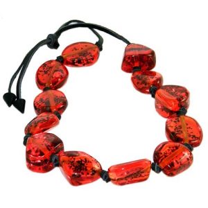 N1072 - RESIN NECKLACE LARGE STONES WITH LEATHER "CUSCO"