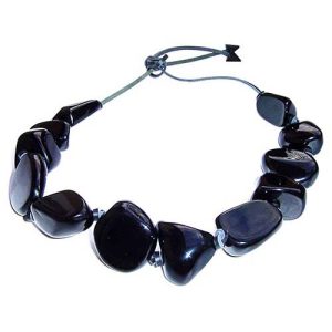 N1072 - RESIN NECKLACE LARGE STONES WITH LEATHER "CUSCO"