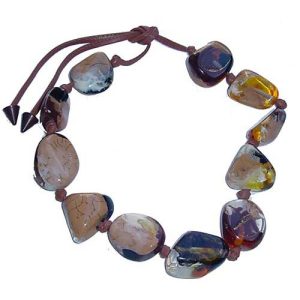N1072 - RESIN NECKLACE LARGE STONES WITH LEATHER "CUSCO"