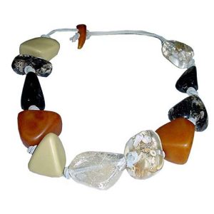 N1072 - RESIN NECKLACE LARGE STONES WITH LEATHER "CUSCO"
