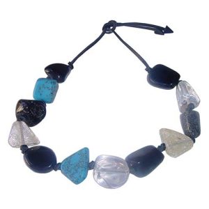 N1072 - RESIN NECKLACE LARGE STONES WITH LEATHER "CUSCO"