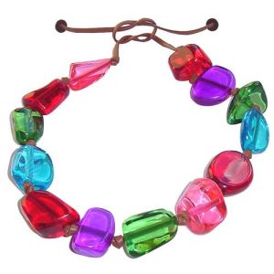 N1072 - RESIN NECKLACE LARGE STONES WITH LEATHER "CUSCO"