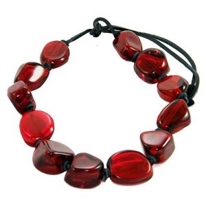 N1072 - RESIN NECKLACE LARGE STONES WITH LEATHER "CUSCO"