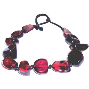 N1072 - RESIN NECKLACE LARGE STONES WITH LEATHER "CUSCO"