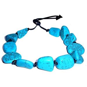 N1072 - RESIN NECKLACE LARGE STONES WITH LEATHER "CUSCO"