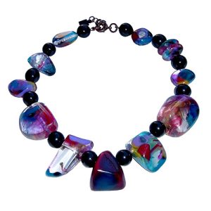 N1616 - RESIN NECKLACE BEADS AND STONES "VESUBIO"