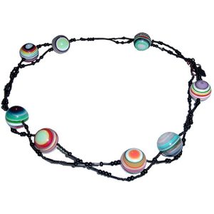 N1632 - RESIN NECKLACE LIQUORICE LARGE BALLS W/ SMALL BEADS LONG