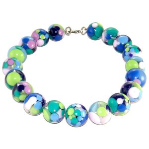 N1675 - RESIN NECKLACE W/ LARGE SHINNY SPOTTED BALLS "OLGA"