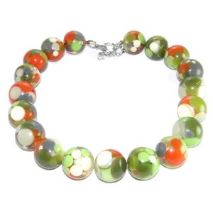 N1675 - RESIN NECKLACE W/ LARGE SHINNY SPOTTED BALLS "OLGA"