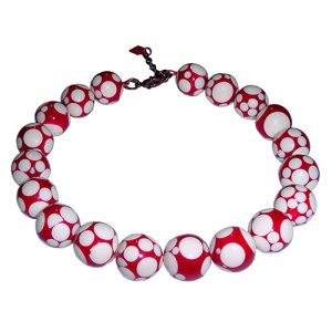 N1675 - RESIN NECKLACE W/ LARGE SHINNY SPOTTED BALLS "OLGA"