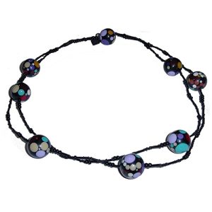 N1676 - RESIN NECKLACE W/ LARGE SPOTTY BALLS & SMALL BEADS LONG "PAUL"