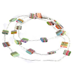 N0332 - RESIN NECKLACE LIQUORICE FLAT SQUARES LONG "ROSA" 110CM