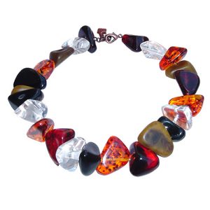 N0061 - RESIN NECKLACE FLINSTONE BONE "DIAMONDS" 55CM