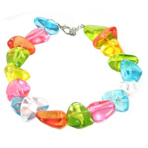 N0061 - RESIN NECKLACE FLINSTONE BONE "DIAMONDS" 55CM